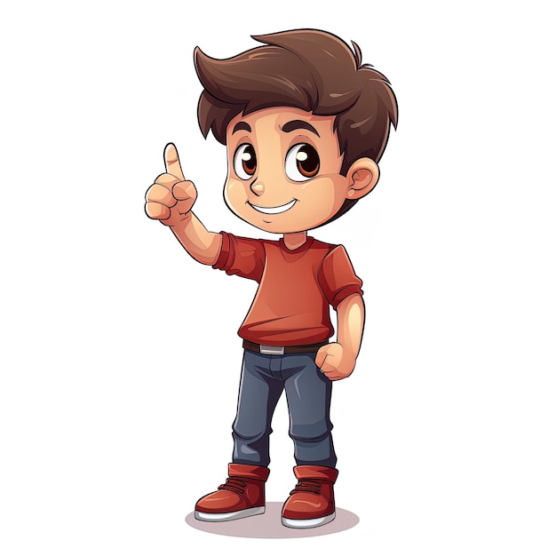 Illustratie van een jongen met een vinger die door AI is gegenereerd