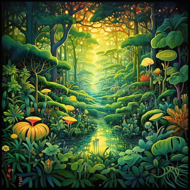 illustratie van een junglescene
