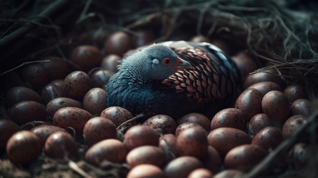 Illustratie van een kalkoen in het midden van het bos