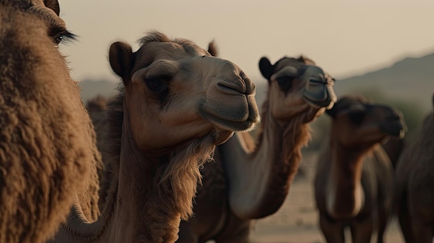 illustratie van een kameel die in een onvruchtbare woestijn loopt