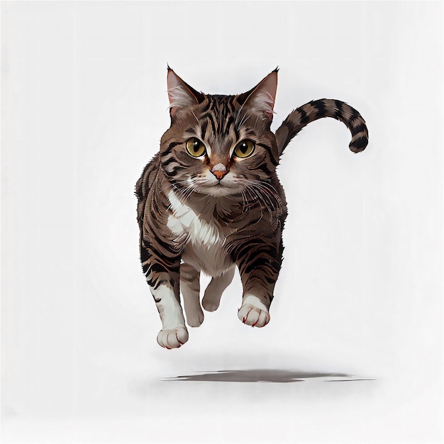 illustratie van een kat die in geïsoleerd beeldverhaal als achtergrond loopt