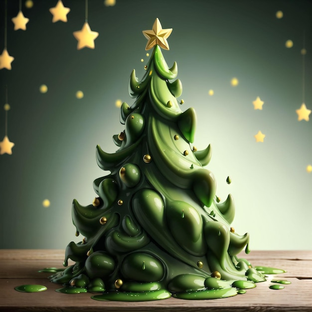 illustratie van een kerstboom met groene slijmvloeistof