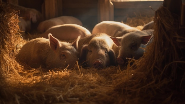 Foto illustratie van een kudde varkens