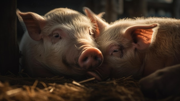 Foto illustratie van een kudde varkens