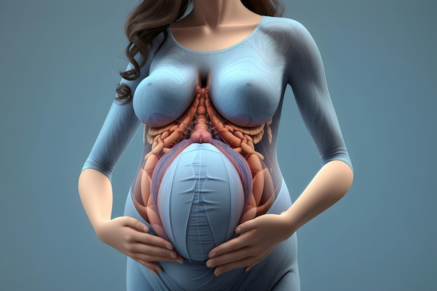 Foto illustratie van een lichaam zwangere vrouw scan 3d