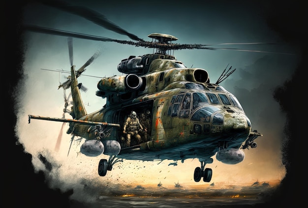 Illustratie van een militaire helikopter