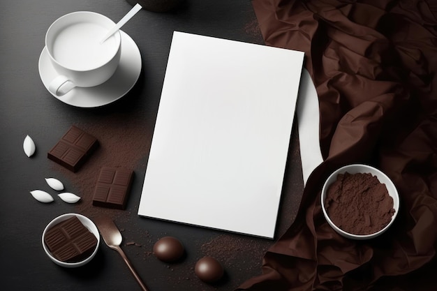 Illustratie van een mockup-scène met chocolade en merkelementen AI-generatie