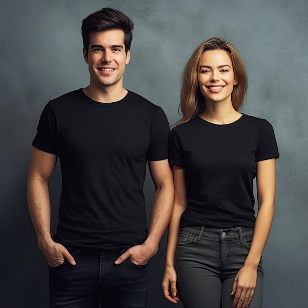 Illustratie van een modeportret met door AI gegenereerd effen tshirtmodel