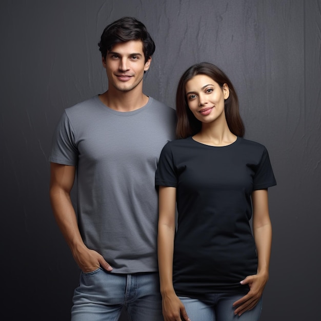 Illustratie van een modeportret met door AI gegenereerd effen tshirtmodel