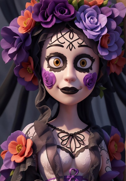 Illustratie van een mooie vrouw gekleed als een catrina