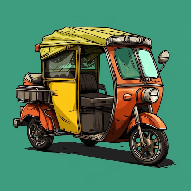 Illustratie van een motorrickshaw op een gewone achtergrond