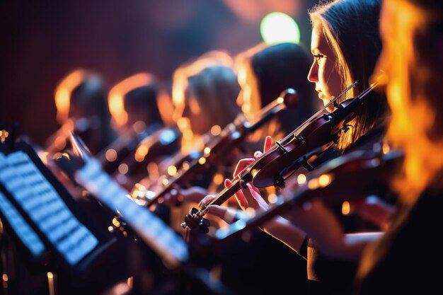 Illustratie van een muziekinstrument van dichtbij op een concert