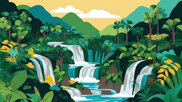 illustratie van een natuurlijk landschap in Costa Rica