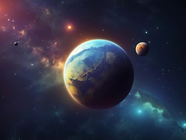 Illustratie van een planeet op de achtergrond van de ruimte Achtergrond met textuur