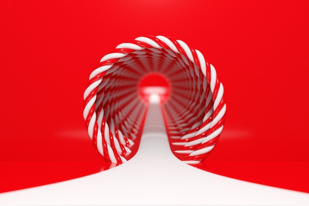 illustratie van een portaal uit een cirkel met rode en witte spiraal