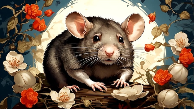 illustratie van een print china rat