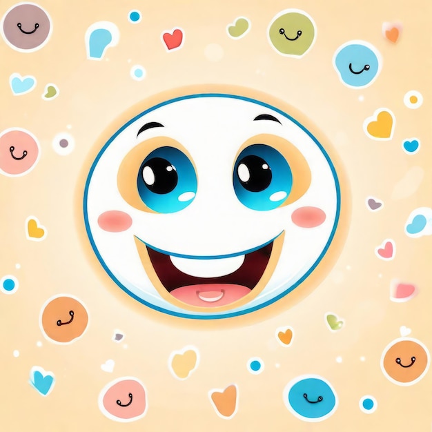 Foto illustratie van een schattige cartoon glimlach met een hartillustratie van een schattige cartoon glimlach met een heartil