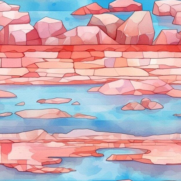 Illustratie van een schilderij van een rotsachtig landschap met een riviergeneratieve ai