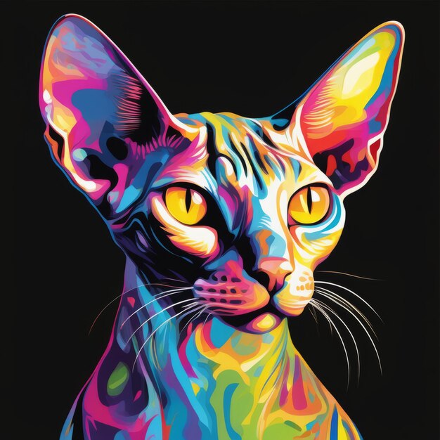illustratie van een sfinx kat kleur kunst gemaakt met generatieve AI software
