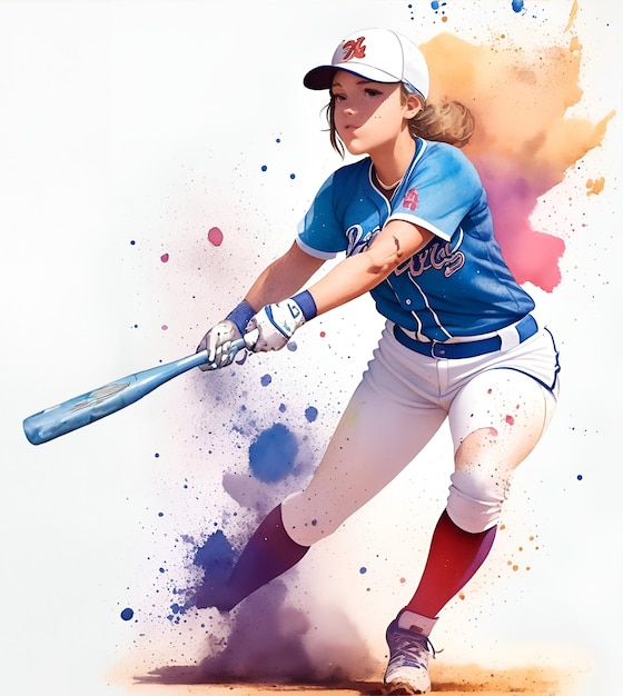 Illustratie van een softballer