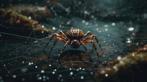 Illustratie van een spin in het bos