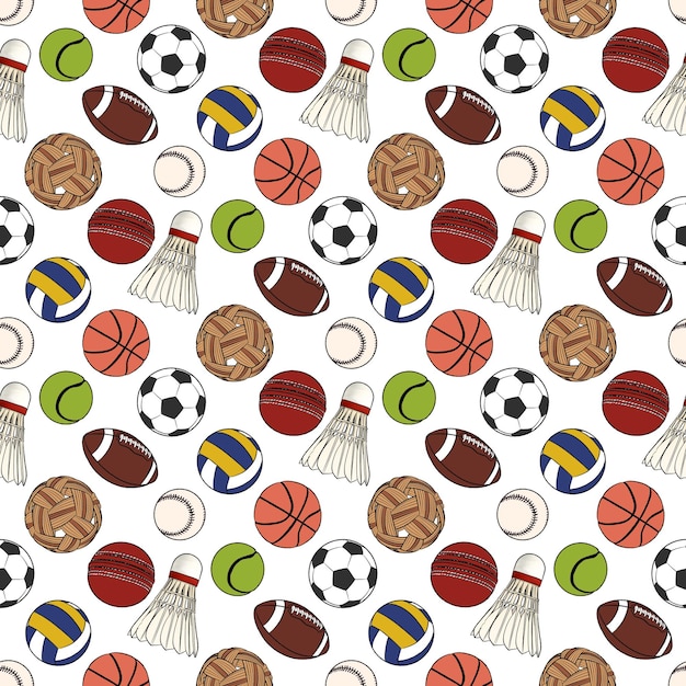 Illustratie van een sportbalpatroon op witte achtergrond