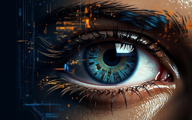 Illustratie van een technologisch oog met futuristische esthetiek Generatief door Ai