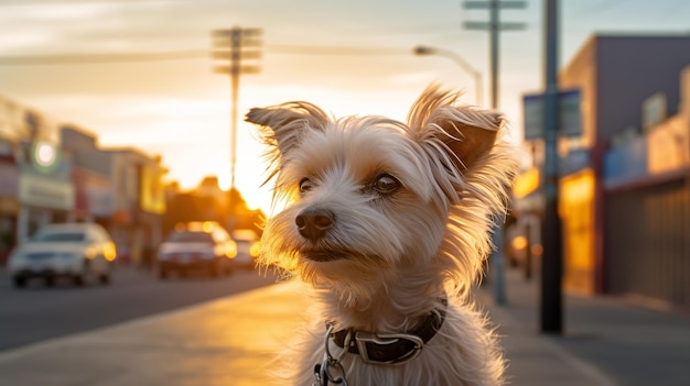 illustratie van een ultrarealistische foto van gesneden kleine hond blond lang