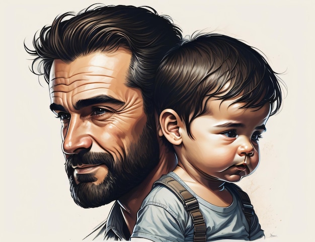 Illustratie Van Een Vader En Een Kind Op Een Gelukkige Vaderdag Met Generatieve Ai