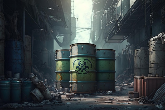 Illustratie van een vat met giftig fabrieksafval