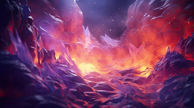 Illustratie van een verbluffend contrast tussen vuur en ijs onder een levendige blauwe lucht