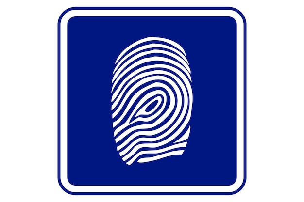 Illustratie van een vingerafdruk op blauwe achtergrond.