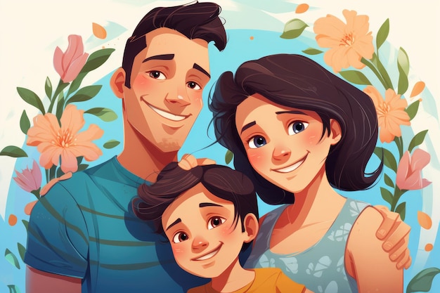 Illustratie van een vrolijke familie