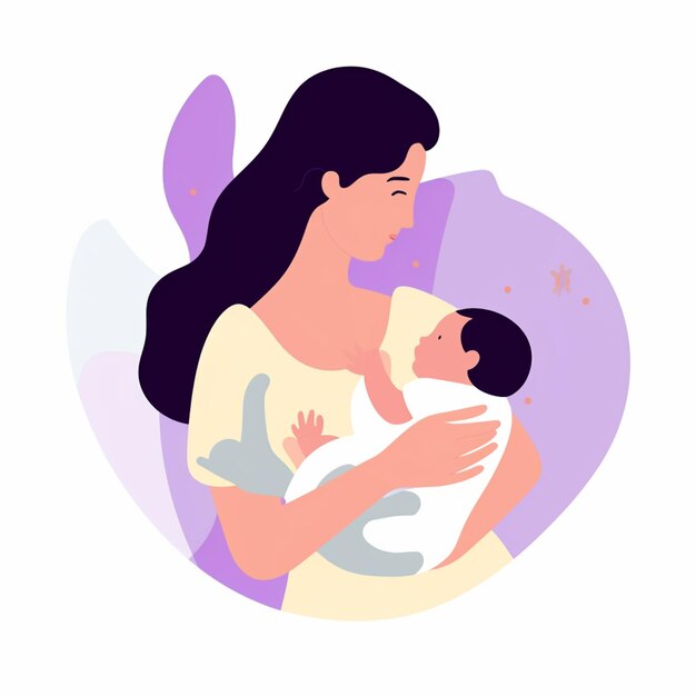 illustratie van een vrouw die een baby in haar armen houdt generatieve ai