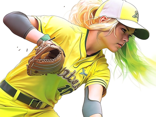 Foto illustratie van een vrouwelijke softballer