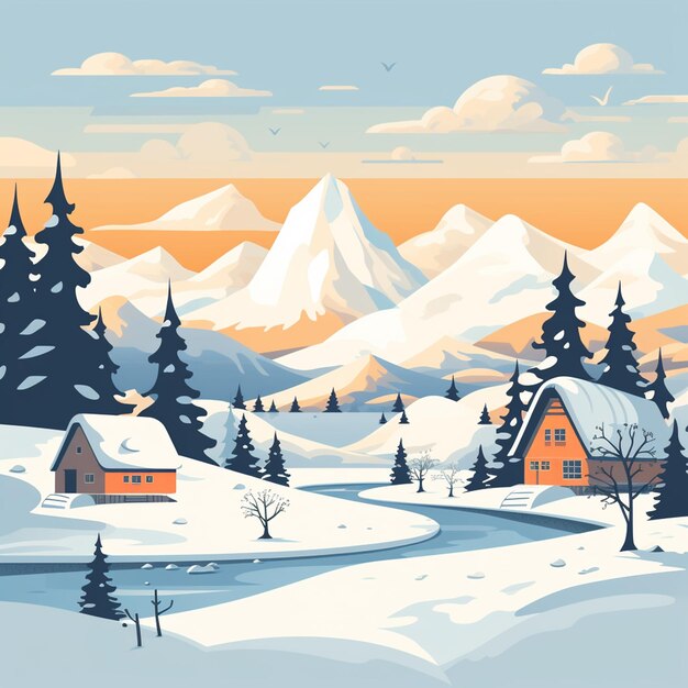 Foto illustratie van een winterlandschap