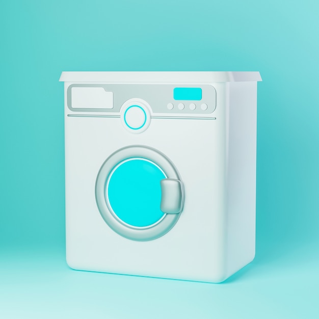 Illustratie van een witte voorlader wasmachine 3d illustratie