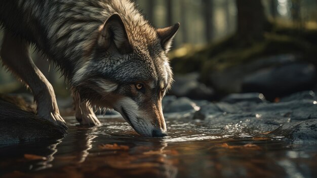 Illustratie van een wolf in het bos
