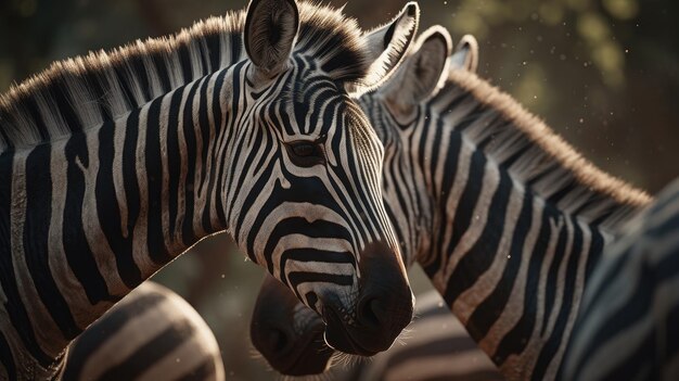 Illustratie van een zebra midden in een bos