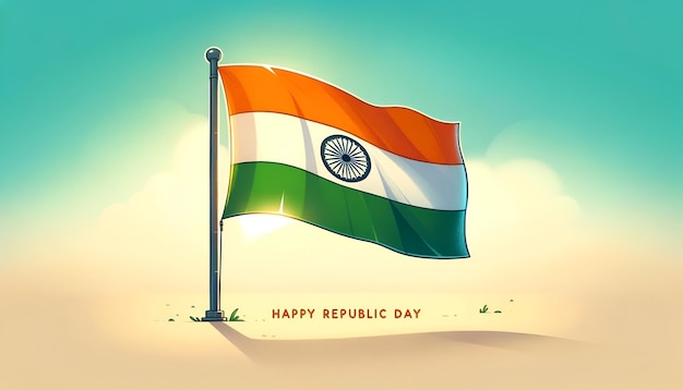 Illustratie van een zwaaiende Indiase vlag