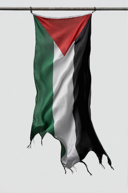 Foto illustratie van een zwaaiende palestijnse vlag in een geïsoleerde achtergrond