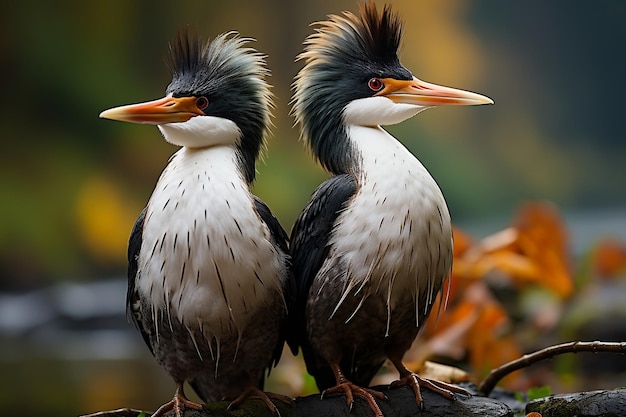 Illustratie van Europese Shags Bird Standing op de tak van boom Generatieve AI