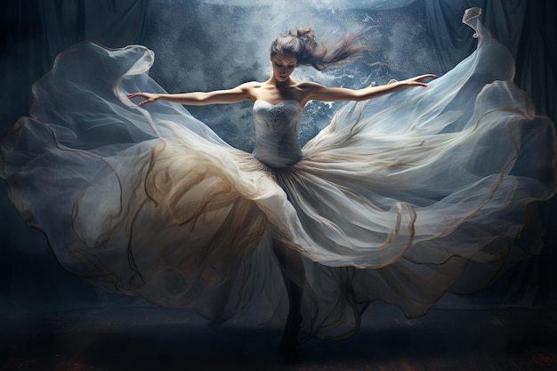 illustratie van foto van surrealistische danseres