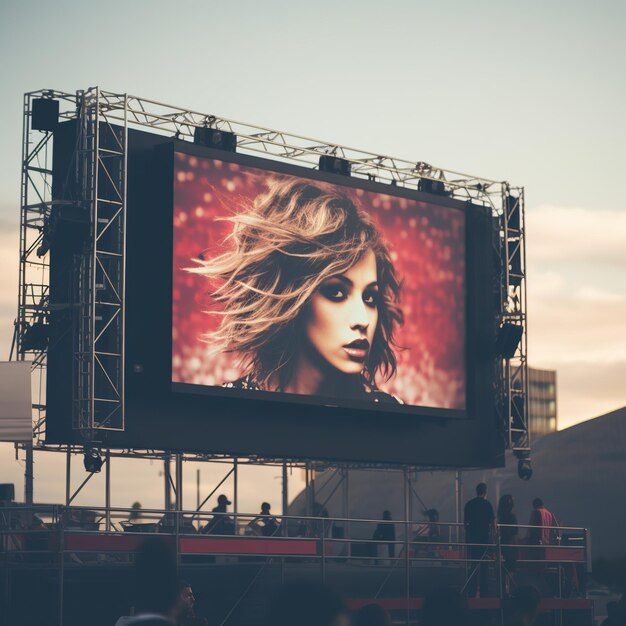 Foto illustratie van fotografie van een mockup-schermreclamebord bij primaver