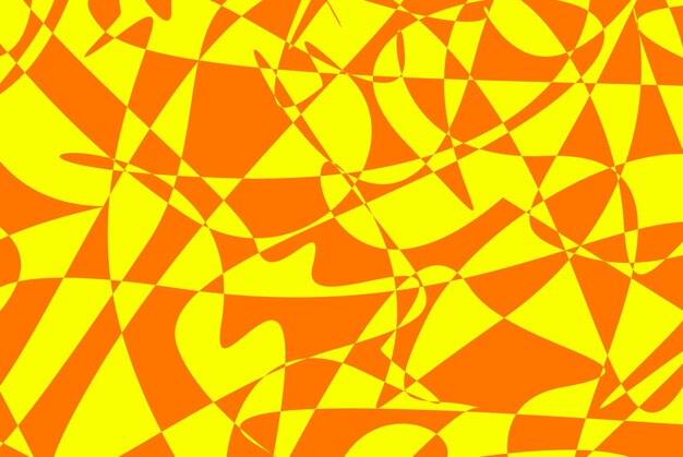 Illustratie van futuristische chaotische vormen en lijnen van levendige oranje en gele abstracte patronen
