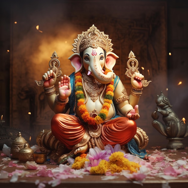 Illustratie van Ganesha achtergrond voor Happy Ganesh Chaturthi festival van India Generative Ai