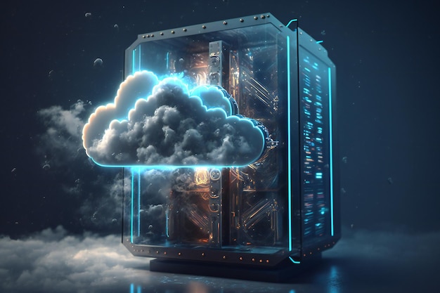 Illustratie van geavanceerde cloud computing-technologie en gegevensoverdracht