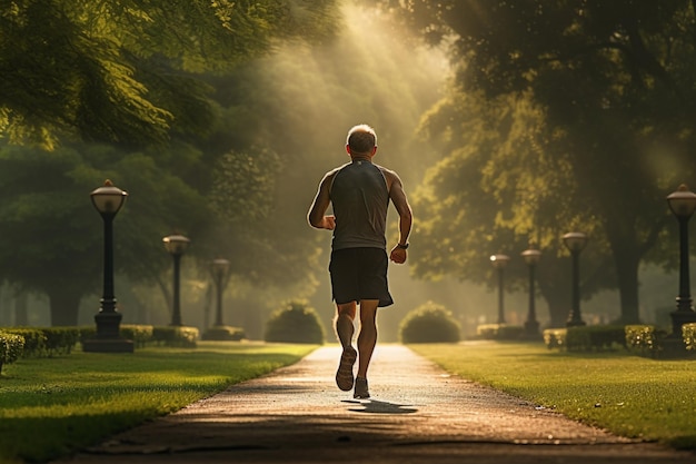 illustratie van gelukkige senioren die overdag in het park sporten