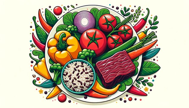 Illustratie van gezonde voedingsmiddelen