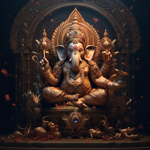 illustratie van God Ganesha 3D-blender renderen zachte kleuren Zijaanzicht